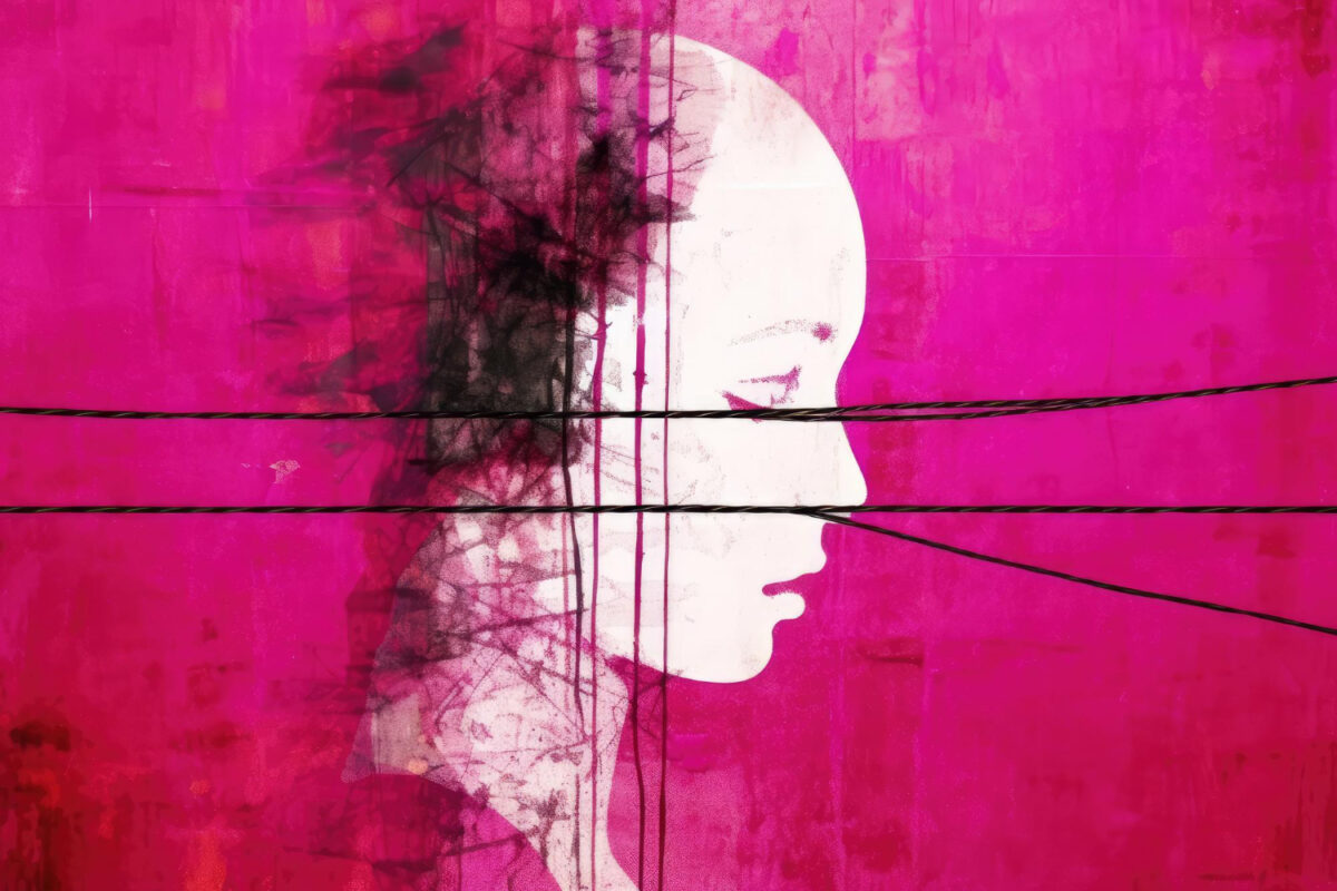 Zdjęcie przedstawia młodą kobietę z zaburzeniem osobowości borderline, która wygląda zamyślona i smutna, siedząc przy oknie.