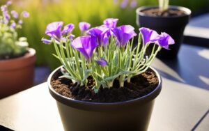 Kwiat eustoma w doniczce